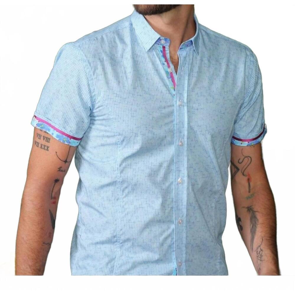 NEW EIGHT X pattern short sleeve shirt in blue